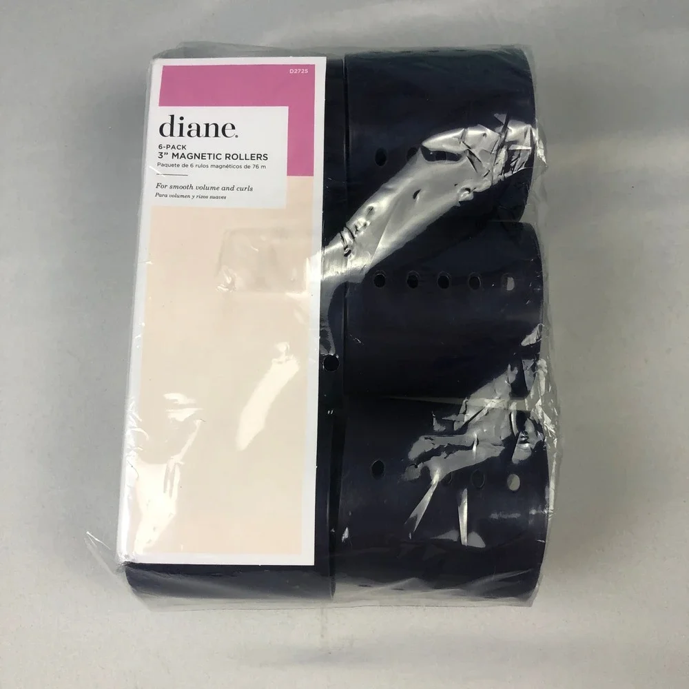 NEW Diane 3-Inch Magnetic Hair Rollers 6 Pack Vented D2725 For All Hair Types